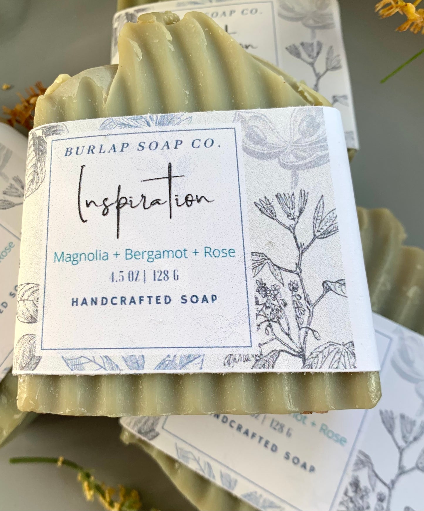 Inspiration Magnolia + Bergamot + Rose Handcrafted  Bar Soap