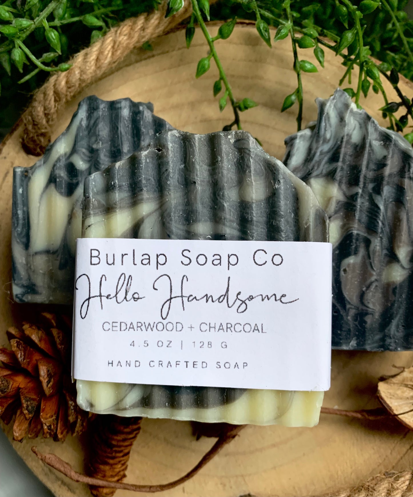 Hello Handsome Cedarwood+ Charcoal Handcrafted Artisan Bar Soap